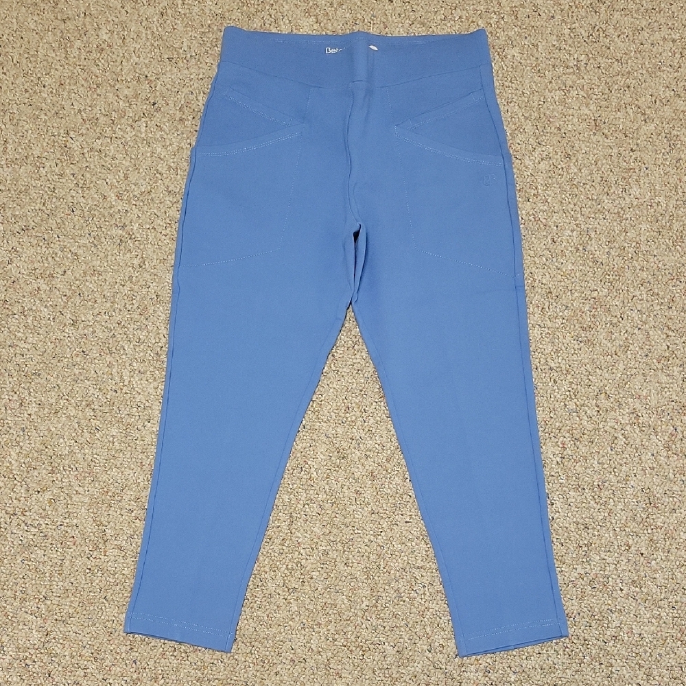 Betabrand Journeys yoga pants High-Rise Skinny Capris in Periwinkle Blue MSP